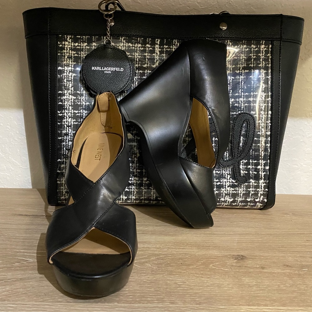 Nine West, black high heels shoes, use like new,no box.size 9,5m